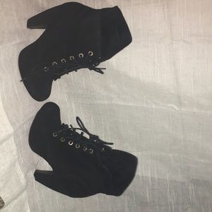 Black lace up booties